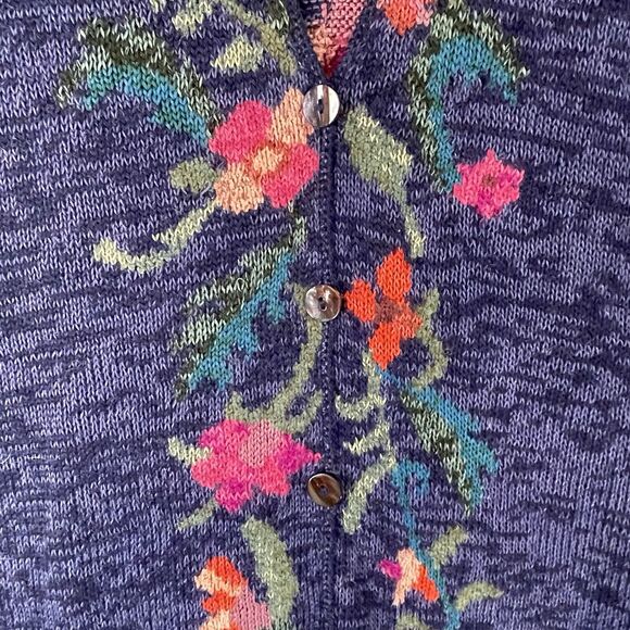 Peruvian Connection Blue Duster Alpaca Blend Cardigan Sweater Womens SIZE MEDIUM - Picture 10 of 13